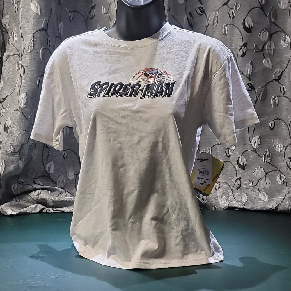 **NWT!! Spiderman Short Sleeve Tee in White with Red/Blue Logo**
